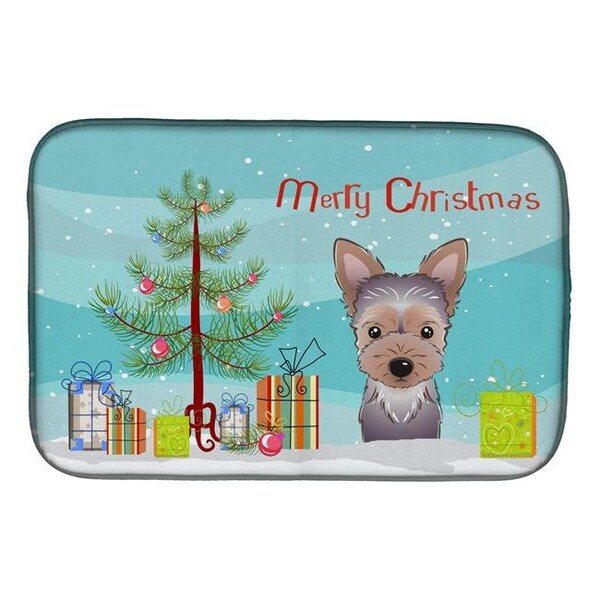 Carolines Treasures Carolines Treasures BB1604DDM Christmas Tree & Yorkie Puppy Dish Drying Mat BB1604DDM - main